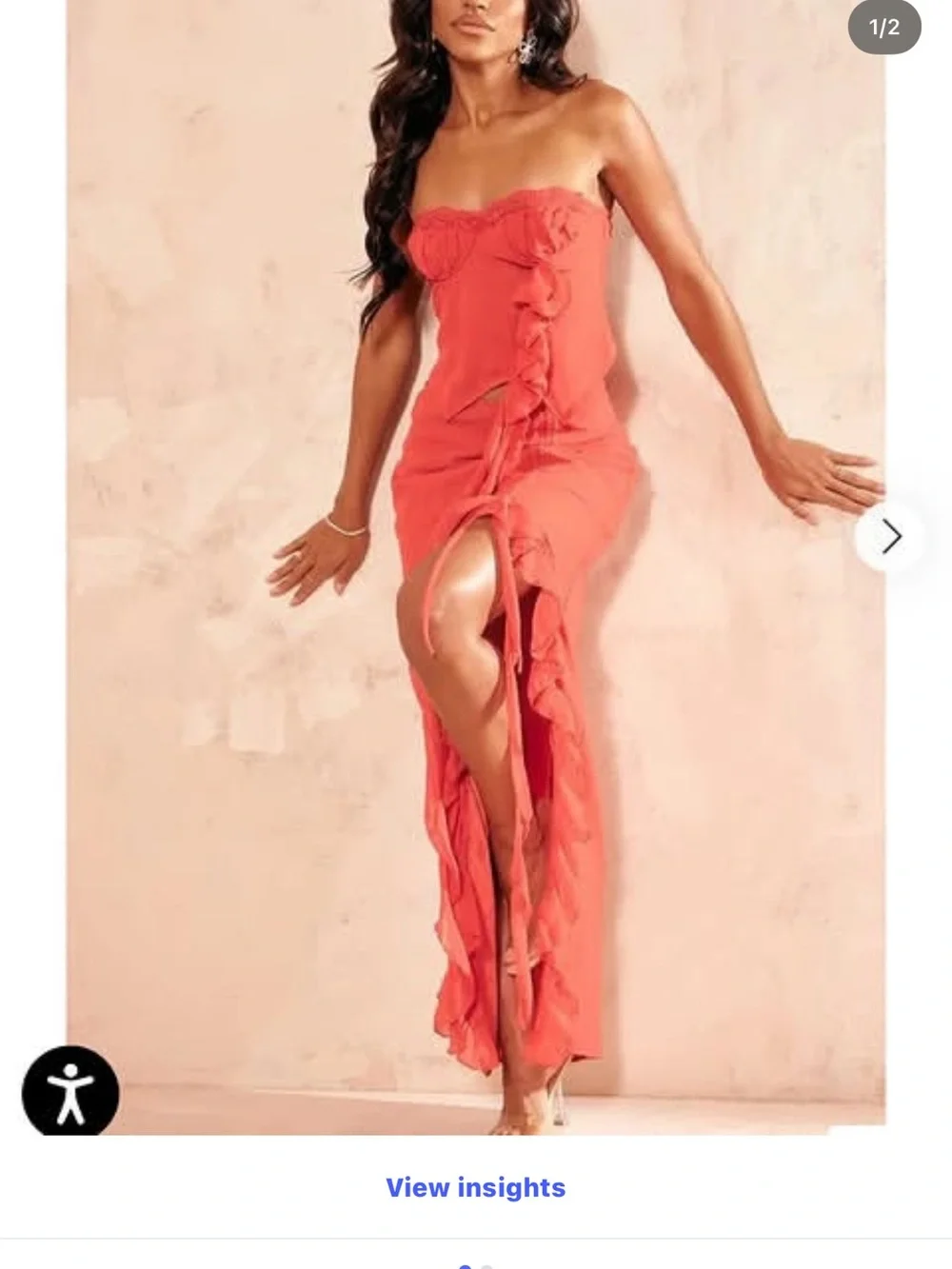 PrettyLittleThing Red Strapless Ruffle Set - Picture 1 of 7